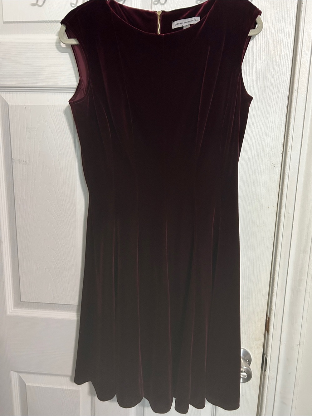 Danny & Nicole Burgundy Velvet Sleeveless Midi Dress